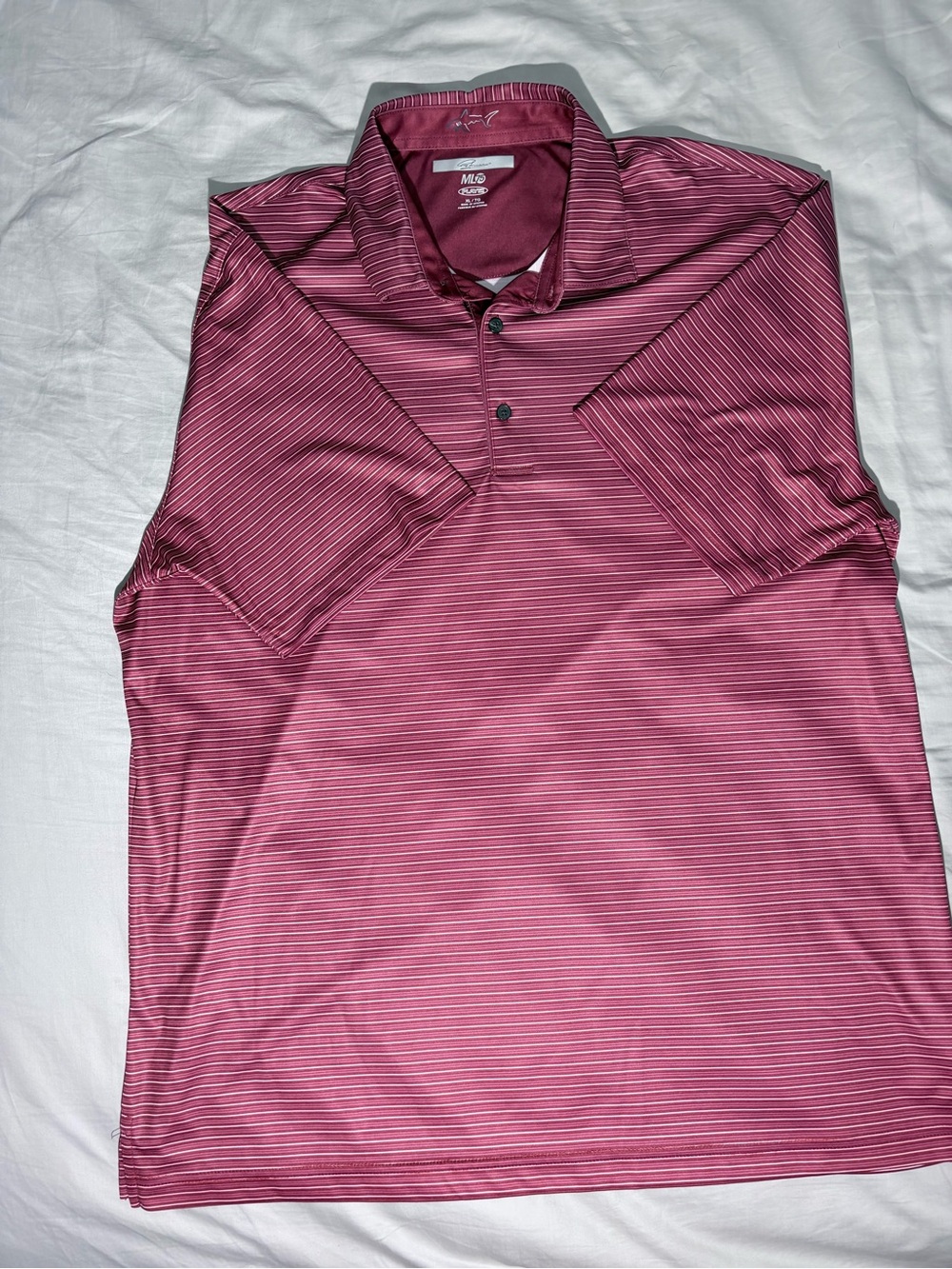 Greg Norman Collection Burgundy Marl Stripe Performance Polo